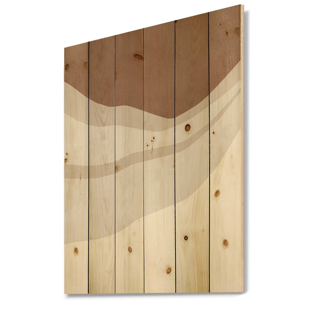 Designart - Terracotta and Ivory Shapes with Scuff Effect - Modern Print on Natural Pine Wood